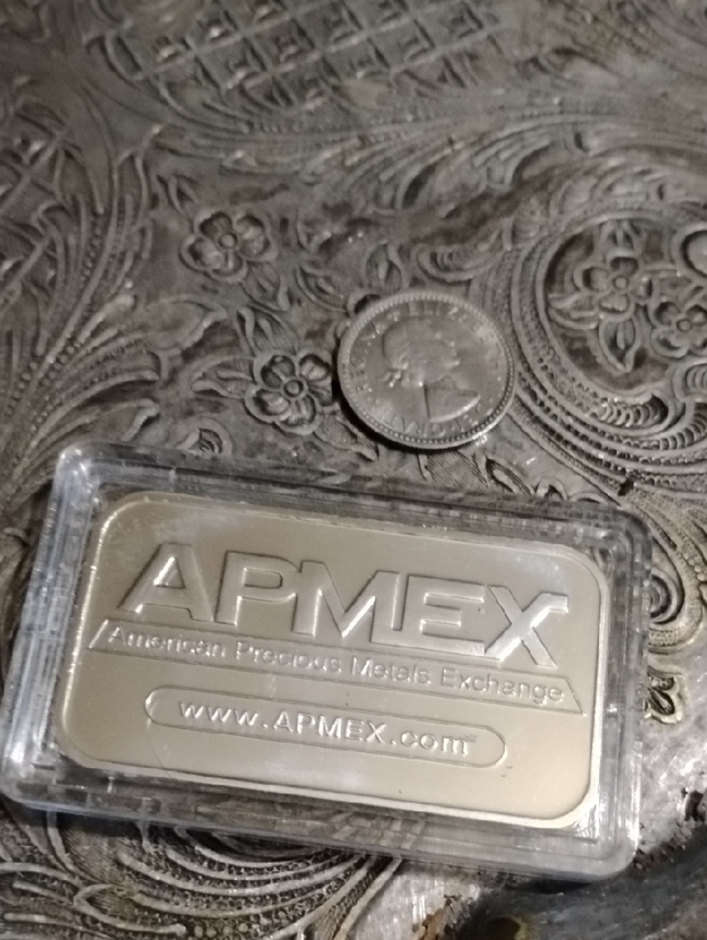 APMEX Silver Bar with Coin - Silver Tone